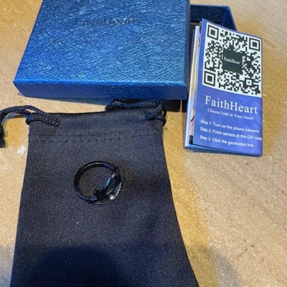 New FaithHeart Eye of Horus Egypt Gunmetal Ring with Gift Box, Pouch Size 7 - Picture 4 of 5